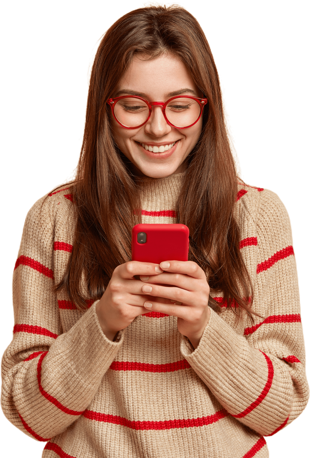 Mulher mexendo no celular